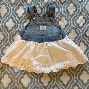 OshKosh B'gosh Denim and White Eyelet Dress Size 9-12 Months